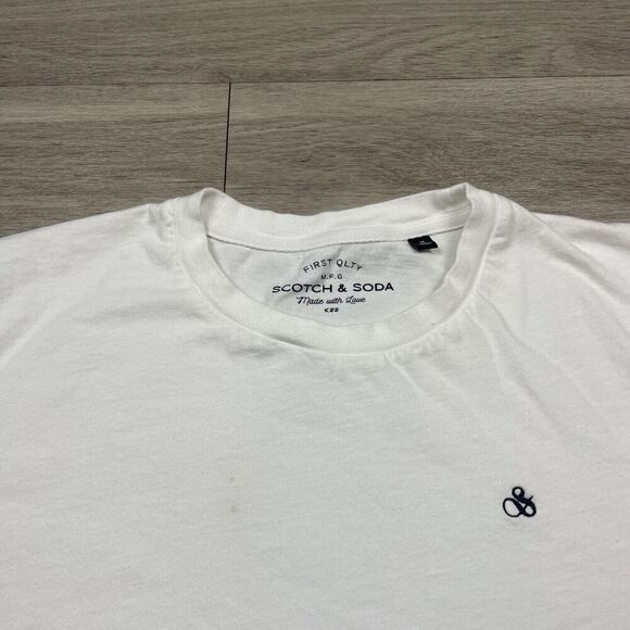Scotch Soda Shirt Mens Medium White Short Sleeve Basic Logo Regular Fit - Picture 2 of 9